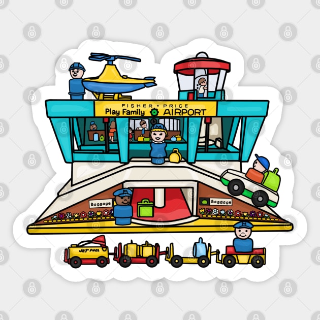 Little People Play Family Airport Drawing Sticker by Slightly Unhinged